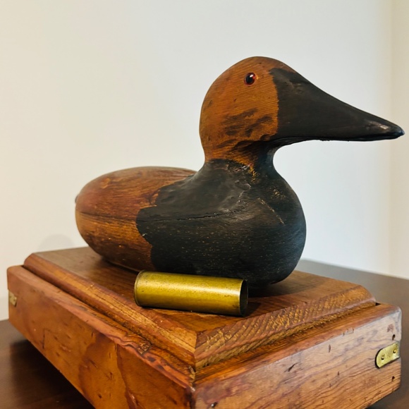 Vintage Wooden Box with Duck Carving 13" - Picture 11 of 14